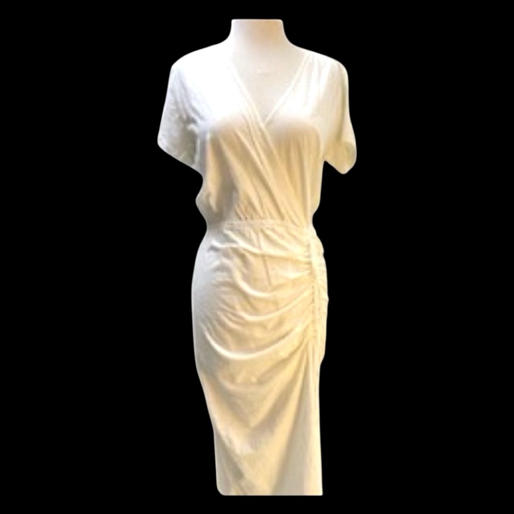 Tart Collection Cotton Dress ivory 100% ORGANIC XS M - skirt ruching NWT.